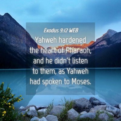 Picture 04 - Exodus 9:12 WEB - Yahweh hardened the heart of Pharaoh, and he - Bible Verse Picture