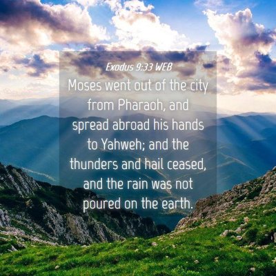 Picture 04 - Exodus 9:33 WEB - Moses went out of the city from Pharaoh, and - Bible Verse Picture