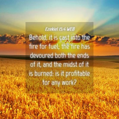 Picture 04 - Ezekiel 15:4 WEB - Behold, it is cast into the fire for fuel; the - Bible Verse Picture