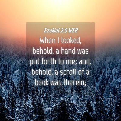 Picture 04 - Ezekiel 2:9 WEB - When I looked, behold, a hand was put forth to - Bible Verse Picture
