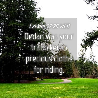 Picture 04 - Ezekiel 27:20 WEB - Dedan was your trafficker in precious cloths for - Bible Verse Picture