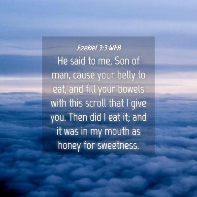 Picture 04 - Ezekiel 3:3 WEB - He said to me, Son of man, cause your belly to - Bible Verse Picture