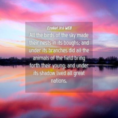 Picture 04 - Ezekiel 31:6 WEB - All the birds of the sky made their nests in its - Bible Verse Picture