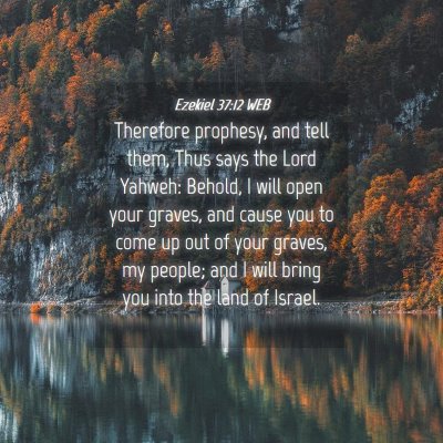 Picture 04 - Ezekiel 37:12 WEB - Therefore prophesy, and tell them, Thus says the - Bible Verse Picture
