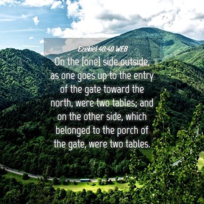 Picture 04 - Ezekiel 40:40 WEB - On the [one] side outside, as one goes up to the - Bible Verse Picture