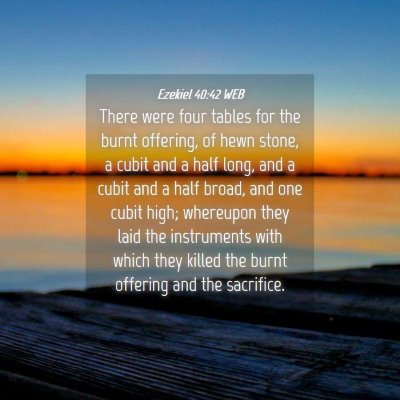 Picture 04 - Ezekiel 40:42 WEB - There were four tables for the burnt offering, of - Bible Verse Picture