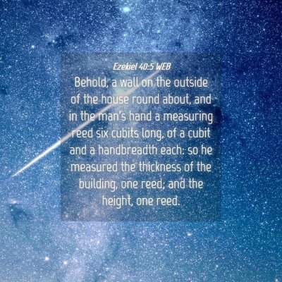 Picture 04 - Ezekiel 40:5 WEB - Behold, a wall on the outside of the house round - Bible Verse Picture