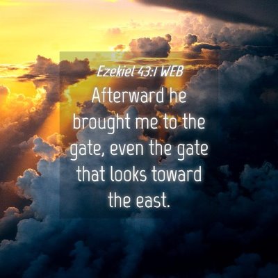 Picture 04 - Ezekiel 43:1 WEB - Afterward he brought me to the gate, even the - Bible Verse Picture