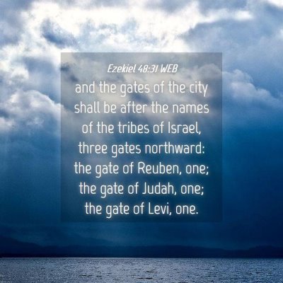 Picture 04 - Ezekiel 48:31 WEB - and the gates of the city shall be after the - Bible Verse Picture
