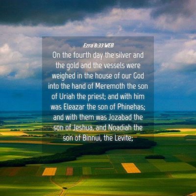 Picture 04 - Ezra 8:33 WEB - On the fourth day the silver and the gold and the - Bible Verse Picture