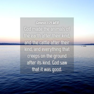 Picture 04 - Genesis 1:25 WEB - God made the animals of the earth after their - Bible Verse Picture