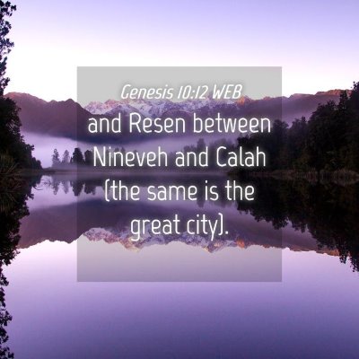 Picture 04 - Genesis 10:12 WEB - and Resen between Nineveh and Calah (the same is - Bible Verse Picture