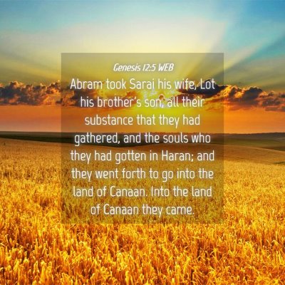 Picture 04 - Genesis 12:5 WEB - Abram took Sarai his wife, Lot his brother's son, - Bible Verse Picture