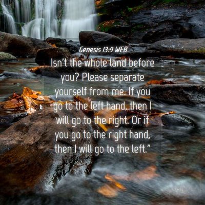 Picture 04 - Genesis 13:9 WEB - Isn't the whole land before you? Please separate - Bible Verse Picture