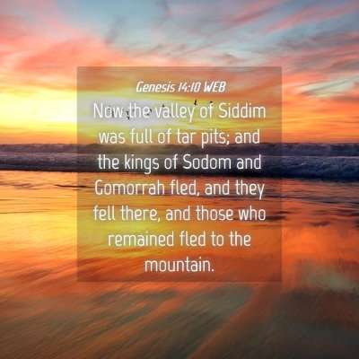Picture 04 - Genesis 14:10 WEB - Now the valley of Siddim was full of tar pits; - Bible Verse Picture
