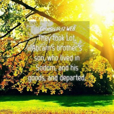 Picture 04 - Genesis 14:12 WEB - They took Lot, Abram's brother's son, who lived - Bible Verse Picture