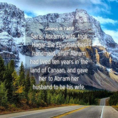 Picture 04 - Genesis 16:3 WEB - Sarai, Abram's wife, took Hagar the Egyptian, her - Bible Verse Picture