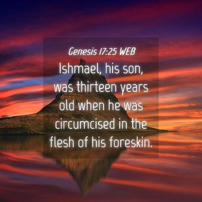 Picture 04 - Genesis 17:25 WEB - Ishmael, his son, was thirteen years old when he - Bible Verse Picture