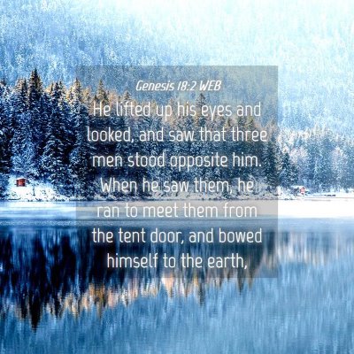 Picture 04 - Genesis 18:2 WEB - He lifted up his eyes and looked, and saw that - Bible Verse Picture