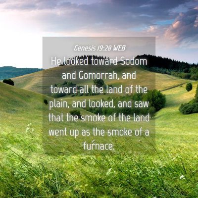 Picture 04 - Genesis 19:28 WEB - He looked toward Sodom and Gomorrah, and toward - Bible Verse Picture