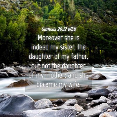 Picture 04 - Genesis 20:12 WEB - Moreover she is indeed my sister, the daughter of - Bible Verse Picture