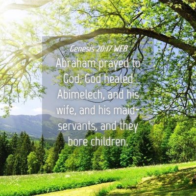 Picture 04 - Genesis 20:17 WEB - Abraham prayed to God. God healed Abimelech, and - Bible Verse Picture