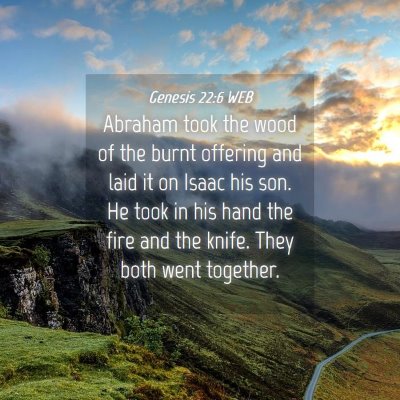 Picture 04 - Genesis 22:6 WEB - Abraham took the wood of the burnt offering and - Bible Verse Picture