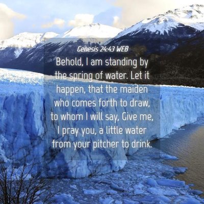 Picture 04 - Genesis 24:43 WEB - Behold, I am standing by the spring of water. Let - Bible Verse Picture