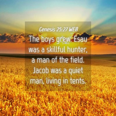 Picture 04 - Genesis 25:27 WEB - The boys grew. Esau was a skillful hunter, a man - Bible Verse Picture