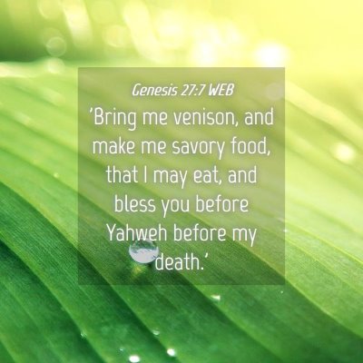 Picture 04 - Genesis 27:7 WEB - 'Bring me venison, and make me savory food, that - Bible Verse Picture