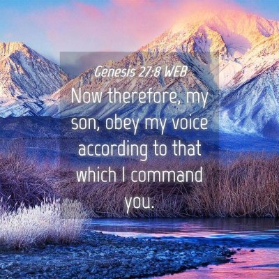 Picture 04 - Genesis 27:8 WEB - Now therefore, my son, obey my voice according to - Bible Verse Picture