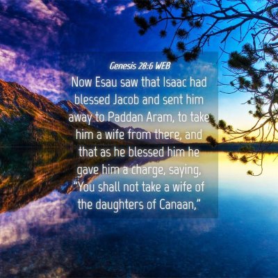 Picture 04 - Genesis 28:6 WEB - Now Esau saw that Isaac had blessed Jacob and - Bible Verse Picture