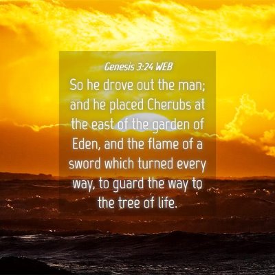 Picture 04 - Genesis 3:24 WEB - So he drove out the man; and he placed Cherubs at - Bible Verse Picture