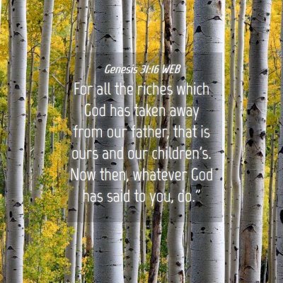 Picture 04 - Genesis 31:16 WEB - For all the riches which God has taken away from - Bible Verse Picture