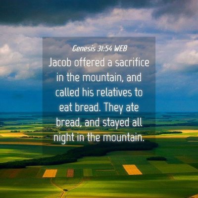 Picture 04 - Genesis 31:54 WEB - Jacob offered a sacrifice in the mountain, and - Bible Verse Picture