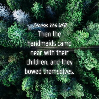 Picture 04 - Genesis 33:6 WEB - Then the handmaids came near with their children, - Bible Verse Picture