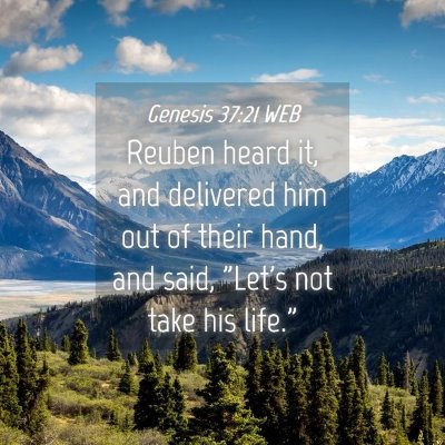 Picture 04 - Genesis 37:21 WEB - Reuben heard it, and delivered him out of their - Bible Verse Picture