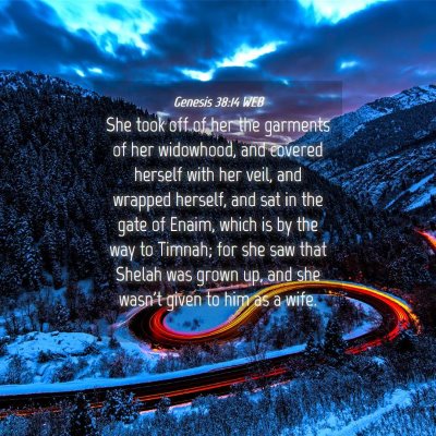 Picture 04 - Genesis 38:14 WEB - She took off of her the garments of her - Bible Verse Picture