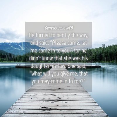 Picture 04 - Genesis 38:16 WEB - He turned to her by the way, and said, 