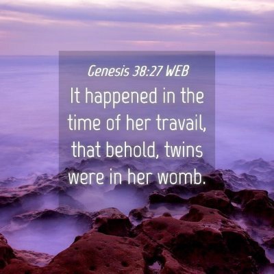 Picture 04 - Genesis 38:27 WEB - It happened in the time of her travail, that - Bible Verse Picture