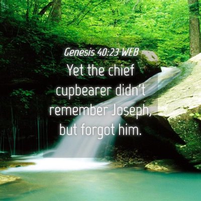 Picture 04 - Genesis 40:23 WEB - Yet the chief cupbearer didn't remember Joseph, - Bible Verse Picture