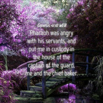 Picture 04 - Genesis 41:10 WEB - Pharaoh was angry with his servants, and put me - Bible Verse Picture