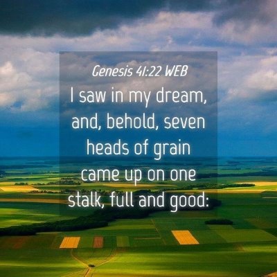 Picture 04 - Genesis 41:22 WEB - I saw in my dream, and, behold, seven heads of - Bible Verse Picture
