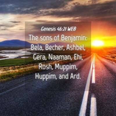 Picture 04 - Genesis 46:21 WEB - The sons of Benjamin: Bela, Becher, Ashbel, Gera, - Bible Verse Picture
