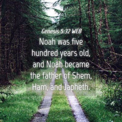 Picture 04 - Genesis 5:32 WEB - Noah was five hundred years old, and Noah became - Bible Verse Picture