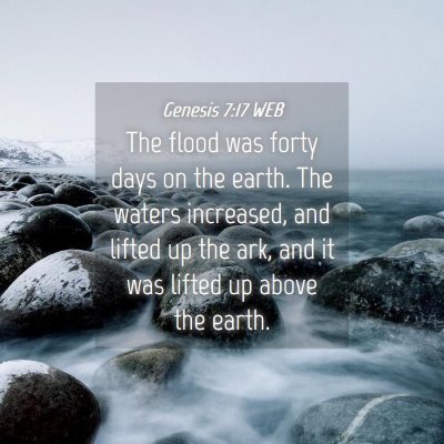 Picture 04 - Genesis 7:17 WEB - The flood was forty days on the earth. The waters - Bible Verse Picture