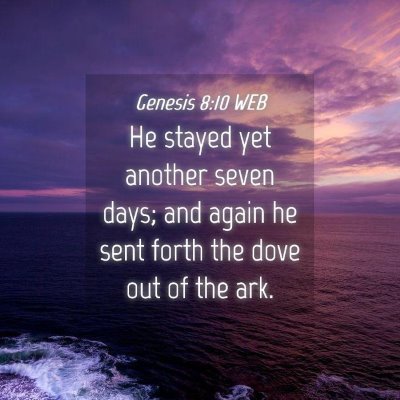 Picture 04 - Genesis 8:10 WEB - He stayed yet another seven days; and again he - Bible Verse Picture