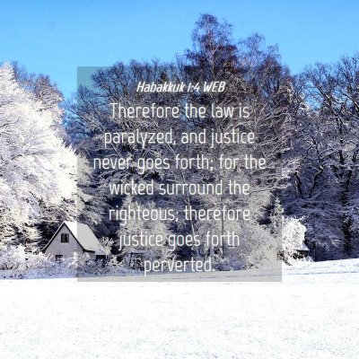 Picture 04 - Habakkuk 1:4 WEB - Therefore the law is paralyzed, and justice never - Bible Verse Picture