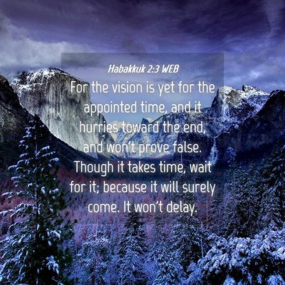 Picture 04 - Habakkuk 2:3 WEB - For the vision is yet for the appointed time, and - Bible Verse Picture