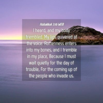 Picture 04 - Habakkuk 3:16 WEB - I heard, and my body trembled. My lips quivered - Bible Verse Picture